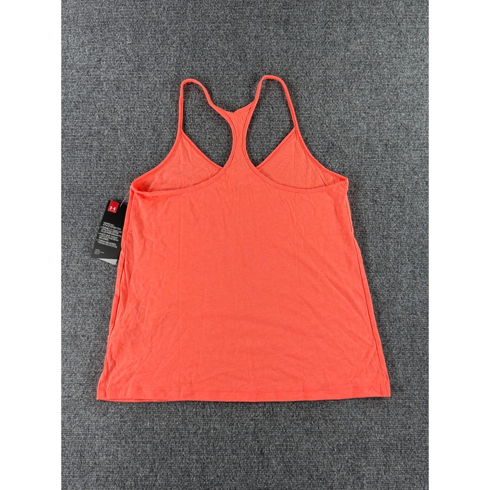 Under Armour Womens Loose Fit Racerback Tank Top Neon Orange Coral Small NWT